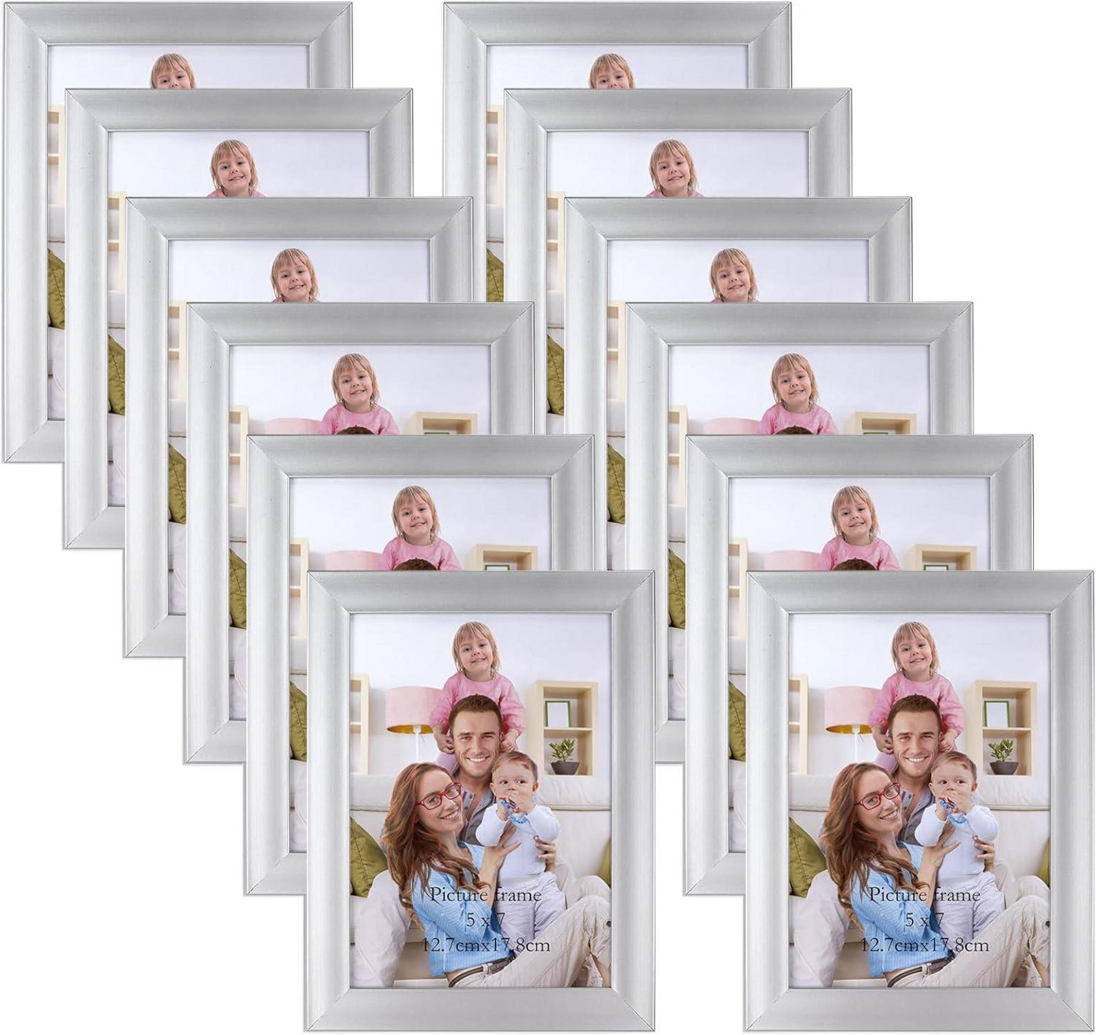 Bilderrahmen Collage Set 13x18 Silber 12er Pack mit Plexiglas