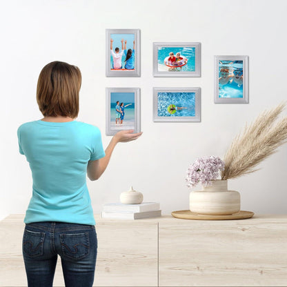 Bilderrahmen Set 12x 10x15 cm Silber Plexiglas Fotos Collage Wand Tisch