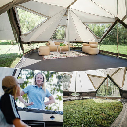 Glampingzelt für 6-12 Personen, Baumwolle, wasserdicht, mit Kaminöffnung