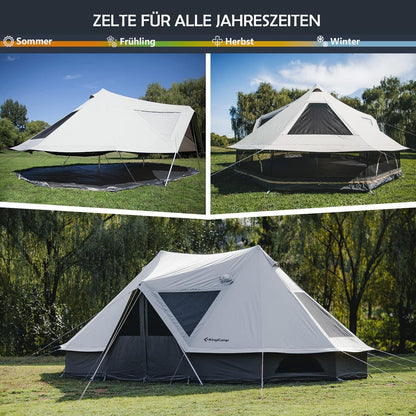 Glampingzelt für 6-12 Personen, Baumwolle, wasserdicht, mit Kaminöffnung