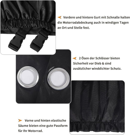 Motorrad Abdeckplane Wasserdicht Oxford-Gewebe Winterfest 265x105x133cm