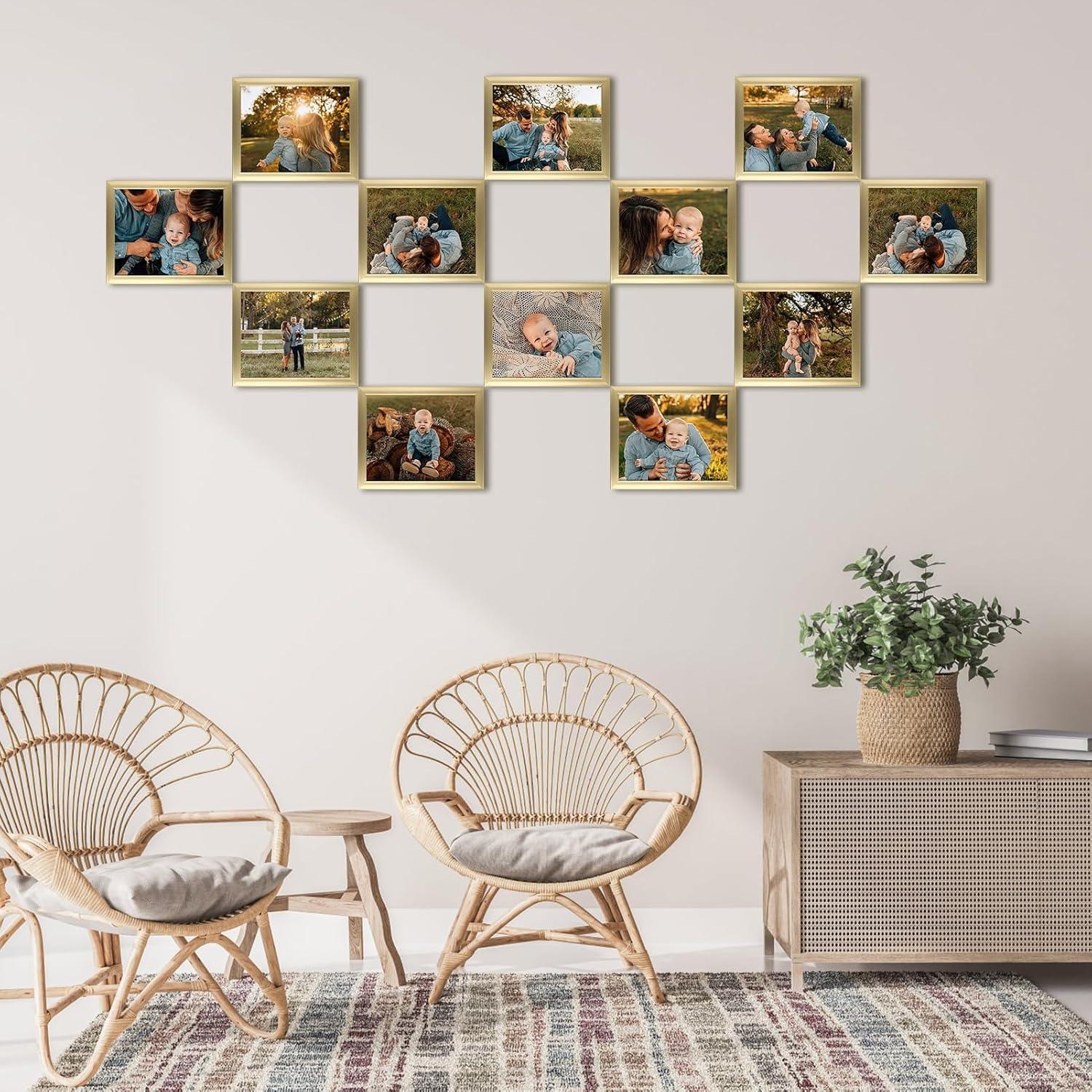 12er Set Goldene Bilderrahmen 20x25 cm für Fotos - Wand- oder Tischaufsteller