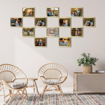 12er Set Goldene Bilderrahmen 20x25 cm für Fotos - Wand- oder Tischaufsteller