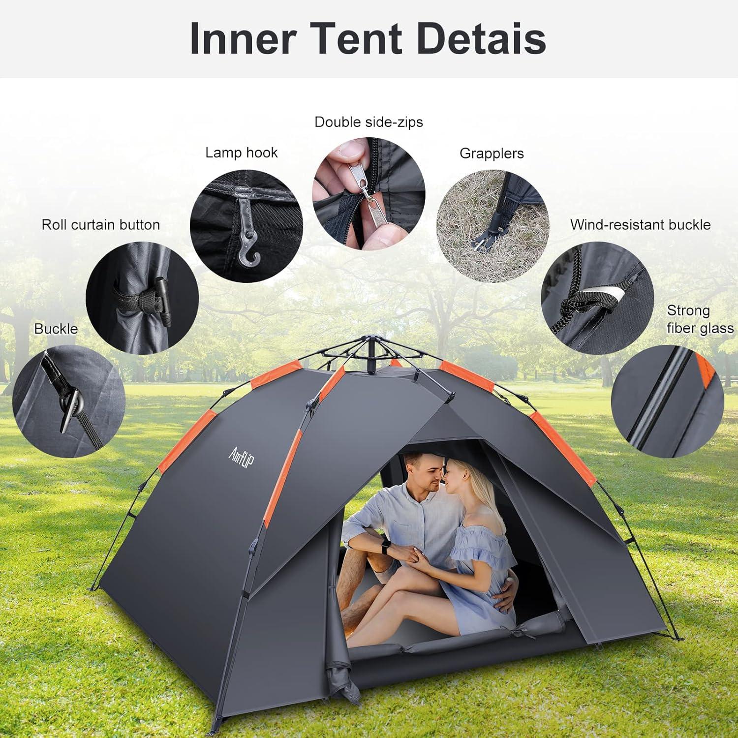 zelt regenschirmprinzip Amflip Camping Zelt Automatisch Pop Up Kuppelzelt 4 – LuxusKollektion