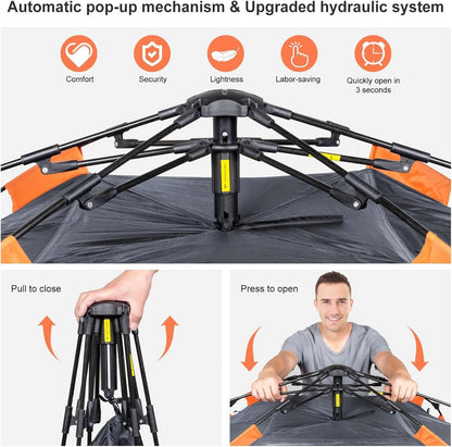 Amflip Camping Zelt 3 Mann Instant Pop Up Kuppelzelt 4 Jahreszeiten Grau