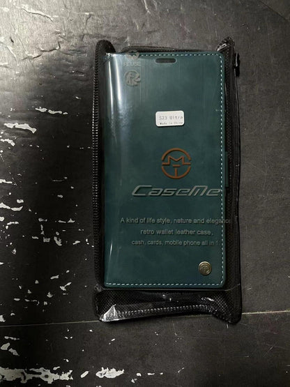 Handyhülle Samsung Galaxy S23 Ultra 5G PU Leder Klappbar Blaugrün