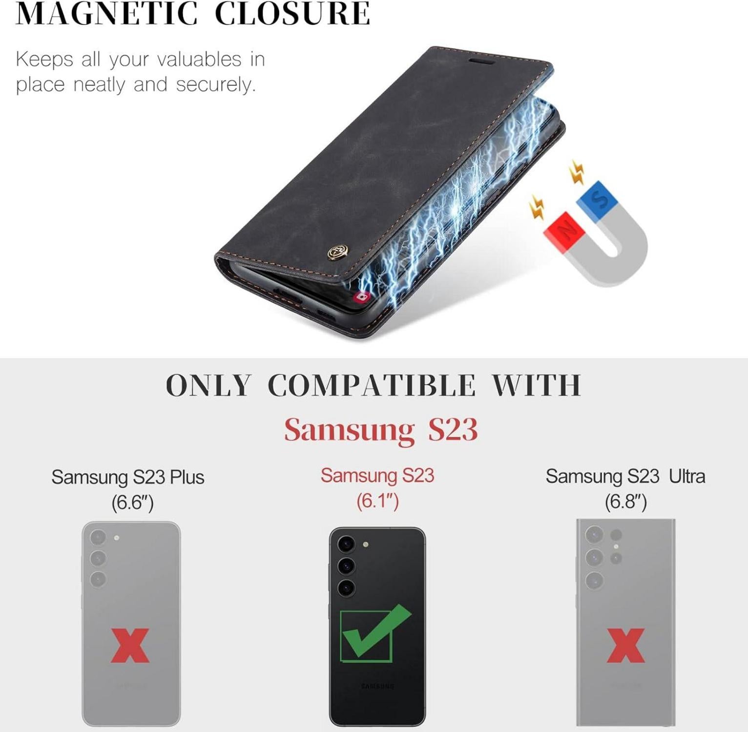 Samsung Galaxy S23 5G Handyhülle Klappbar Flip Case Schwarz