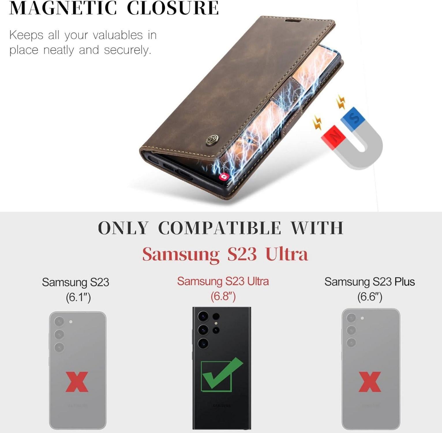 Samsung Galaxy S23 Ultra 5G Premium Leder Klapphülle mit