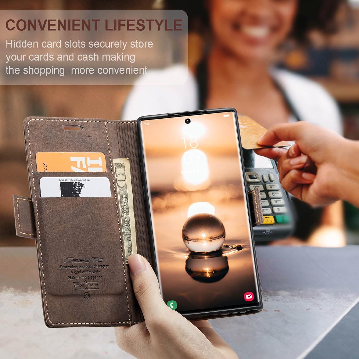 Samsung Galaxy S23 Ultra 5G Hülle - Premium Leder Flip Case Kaffee