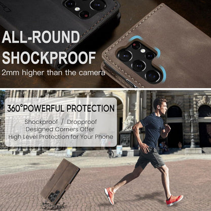 Samsung Galaxy S23 Ultra 5G Handyhülle Leder Klappbar Kaffee