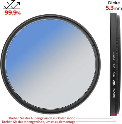 62mm CPL Filter Polarisationsfilter 30-Fach Vergütung