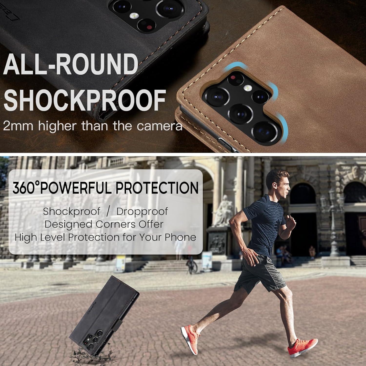 Handyhülle Samsung Galaxy S23 Ultra 5G Leder Klapphülle Schwarz