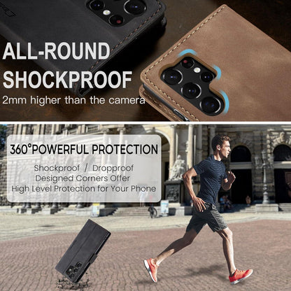 Handyhülle Samsung Galaxy S23 Ultra 5G Leder Klapphülle Schwarz