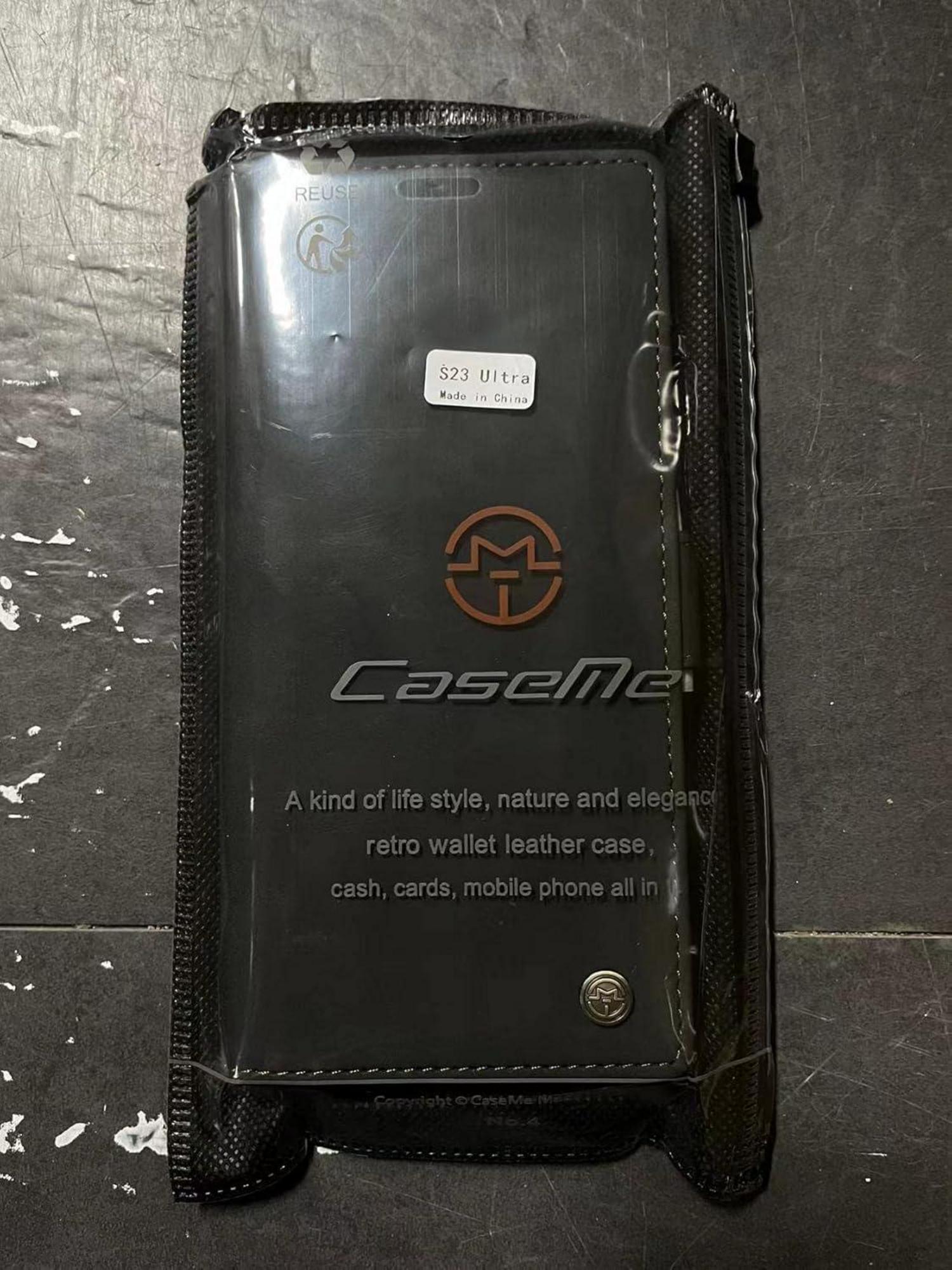 Handyhülle Samsung Galaxy S23 Ultra 5G Leder Schwarz Magnet Stand