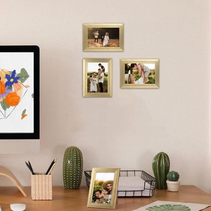 12er Set Goldene Bilderrahmen 10x15 cm für Fotos - Wand- oder Tischaufsteller