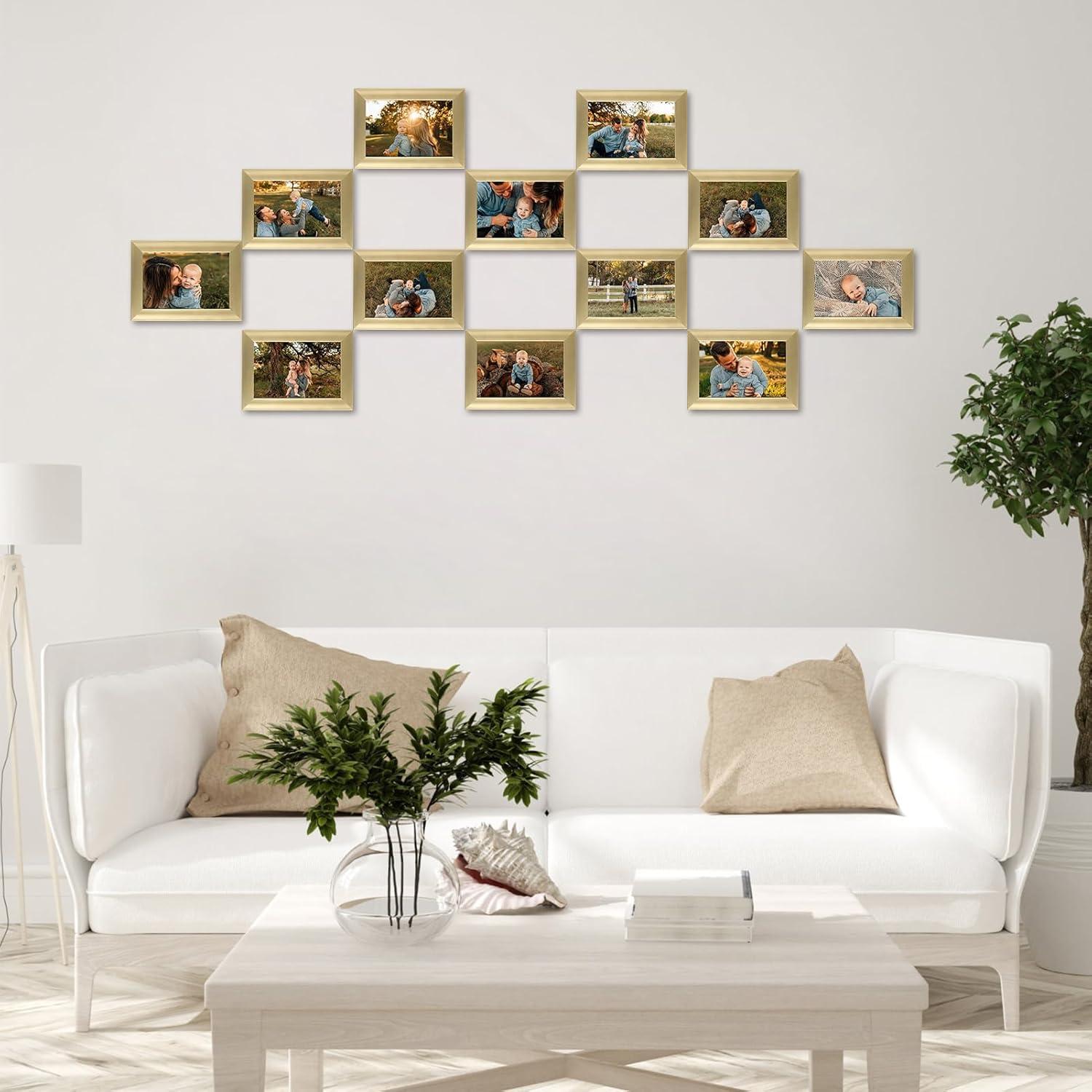12er Set Goldene Bilderrahmen 10x15cm für Fotos und Bilder