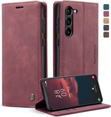 Samsung Galaxy S23 5G Handyhülle Flip Case Lederhülle Weinrot