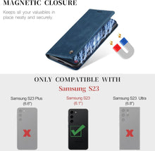 Samsung Galaxy S23 5G Flip Handyhülle Premium Leder Blau