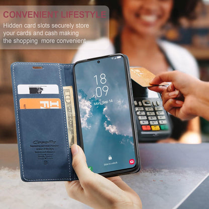 Handyhülle Samsung Galaxy S23 5G Leder Flip Case Blau Magnet