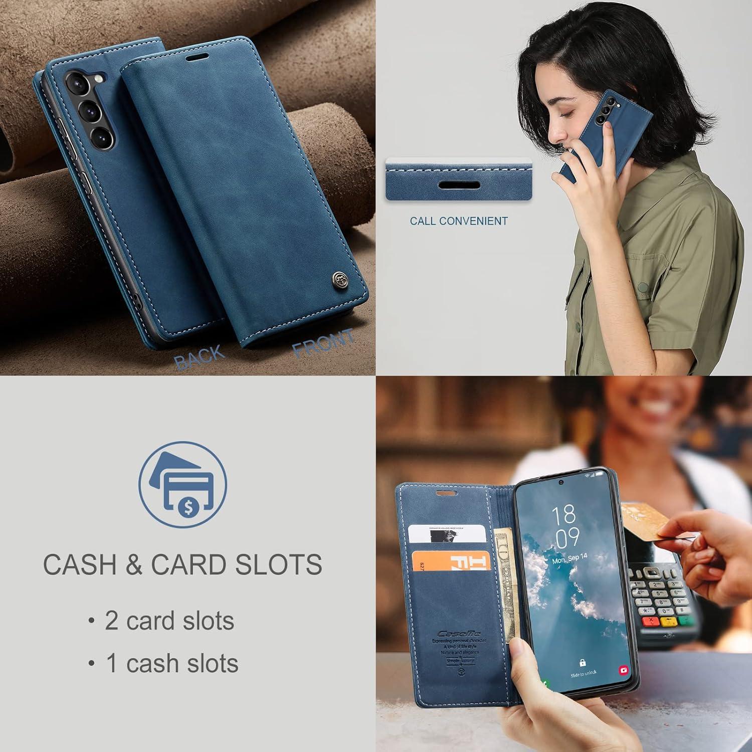 Handyhülle Samsung Galaxy S23 5G Premium Leder Flip Case Blau