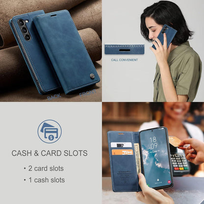 Handyhülle Samsung Galaxy S23 5G Premium Leder Flip Case Blau