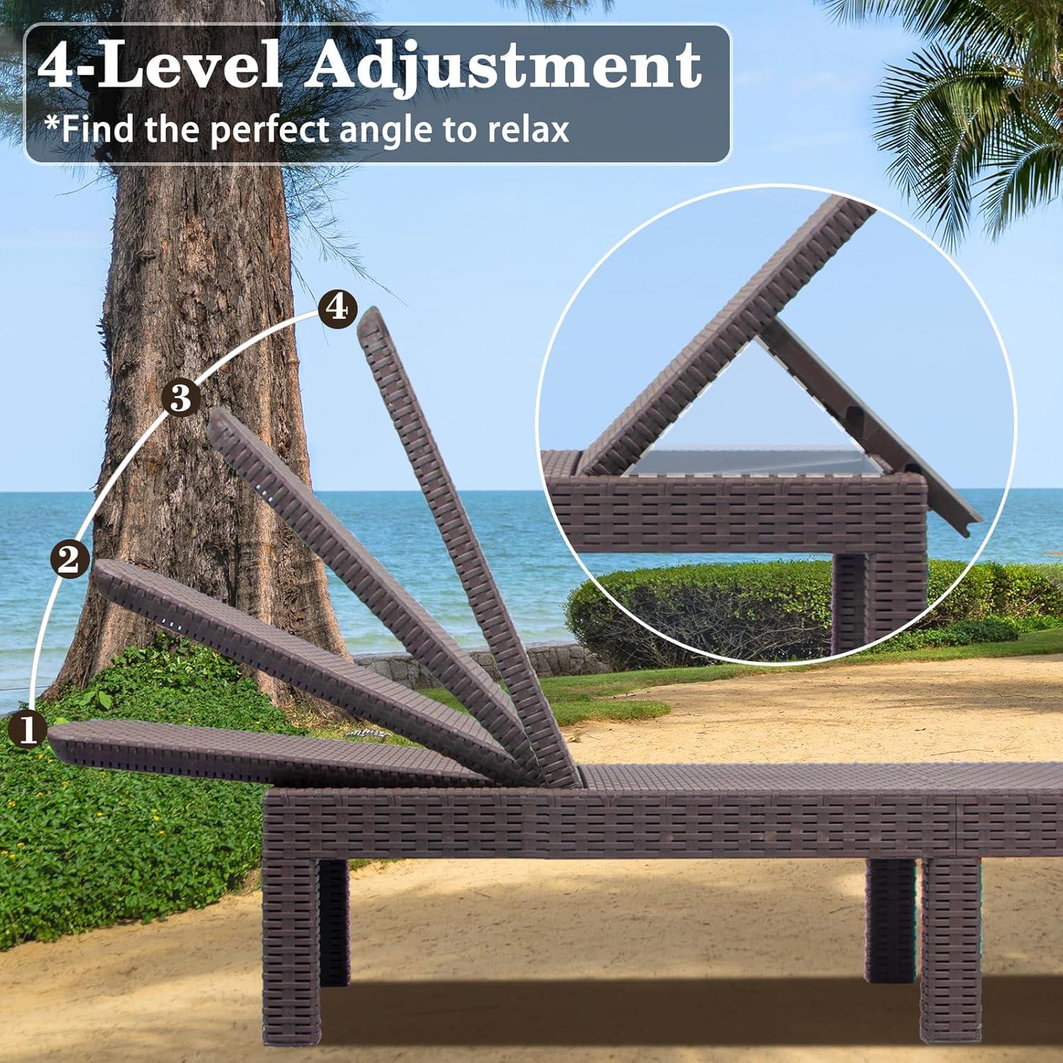 RAPTAVIS Outdoor-Lounge-Sessel Mokka wasserdicht mit verstellbarer Rückenlehne