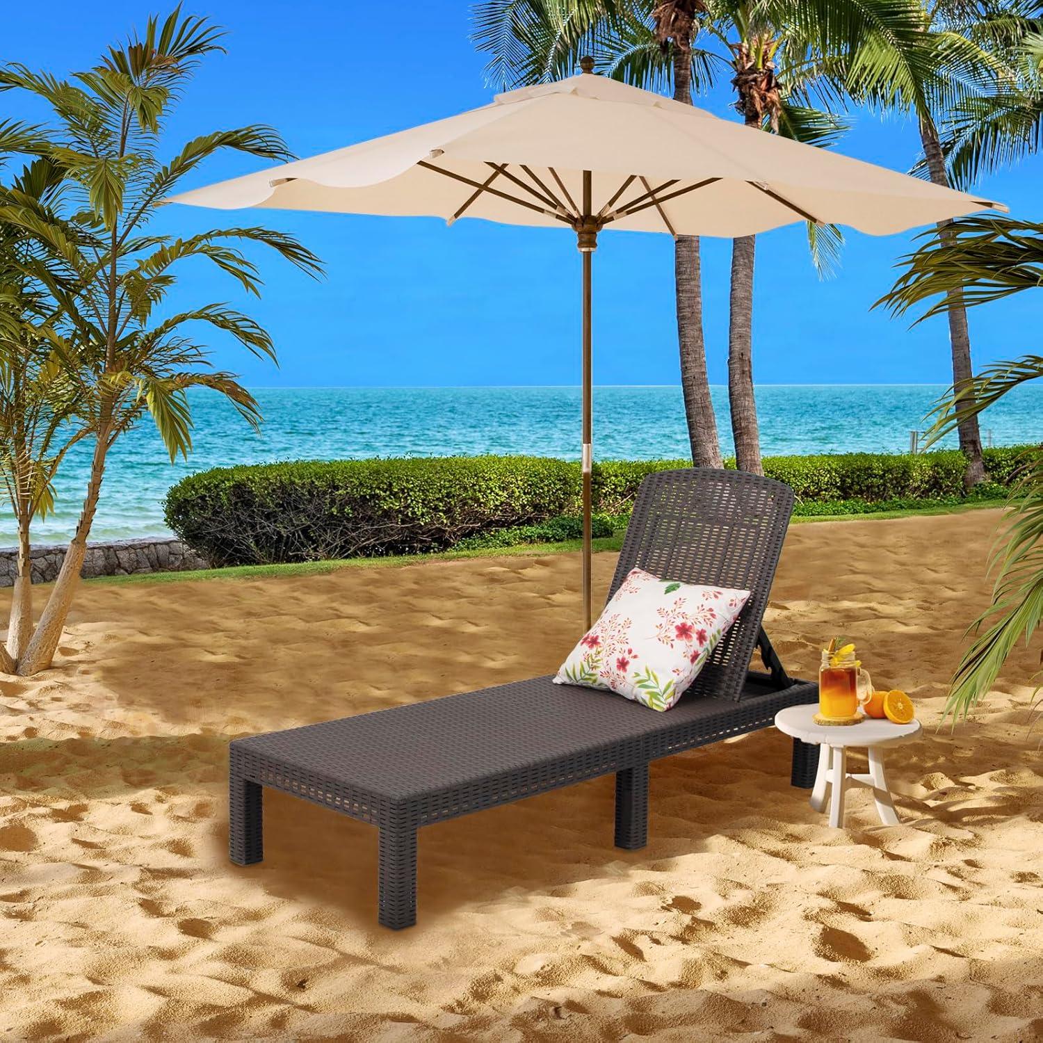 Outdoor-Lounge-Sessel Mokka wasserdicht, fünf Winkel, Polypropylen