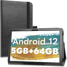 Leder Tablet Hülle mit Ständer für 10 Zoll WLAN Tablets, Schwarz
