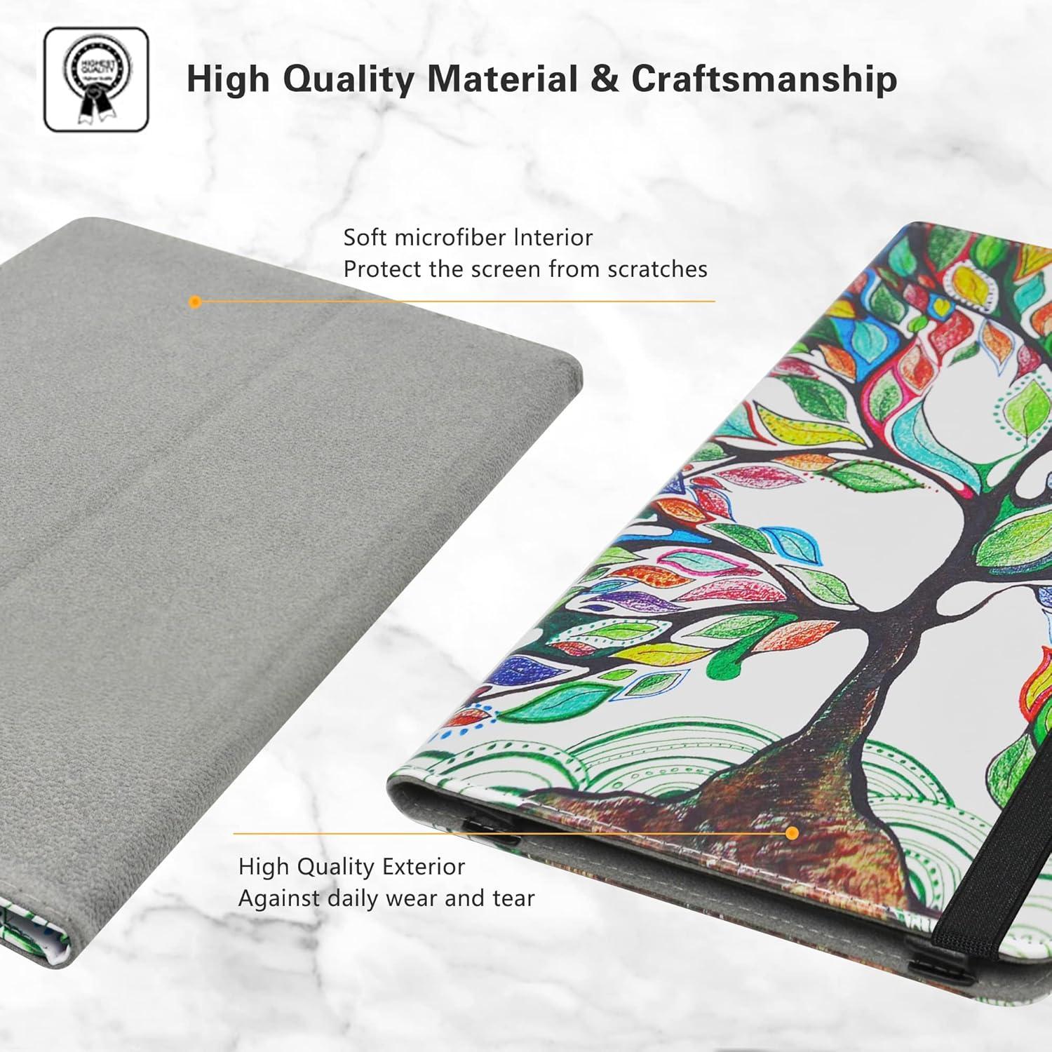 LiuShan PU Leder Hülle mit Ständer für 10 Zoll Tablet - Love Tree