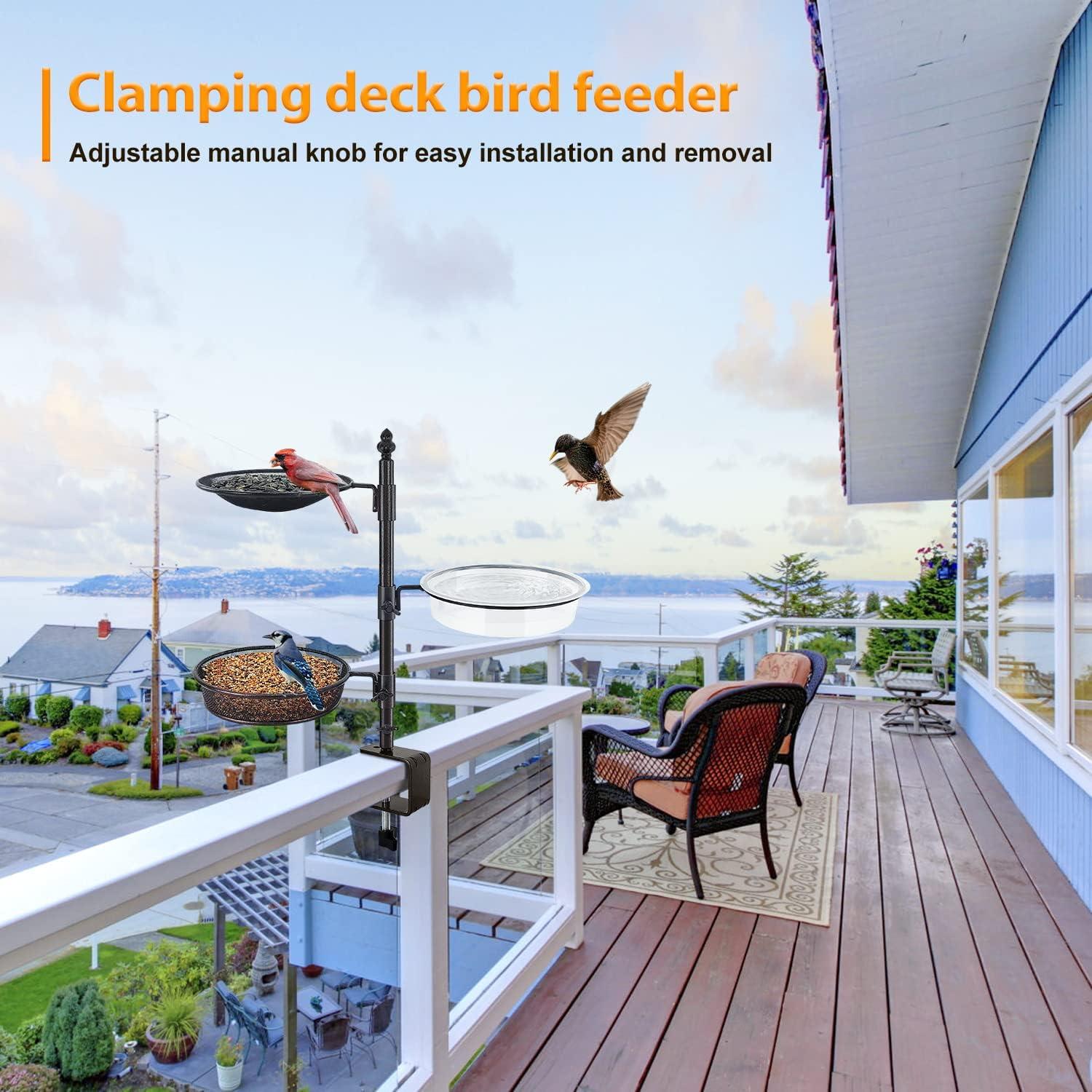 Vogelfutterspender für Deck, Balkongeländer, vogelfutterstation - DREI