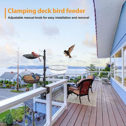 Vogelfutterspender für Deck, Balkongeländer, vogelfutterstation - DREI