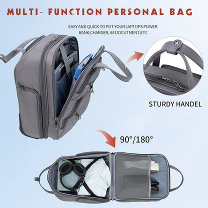 Handgepäck Koffer Trolley 40cm Damen 16-Zoll Grau Dunkel