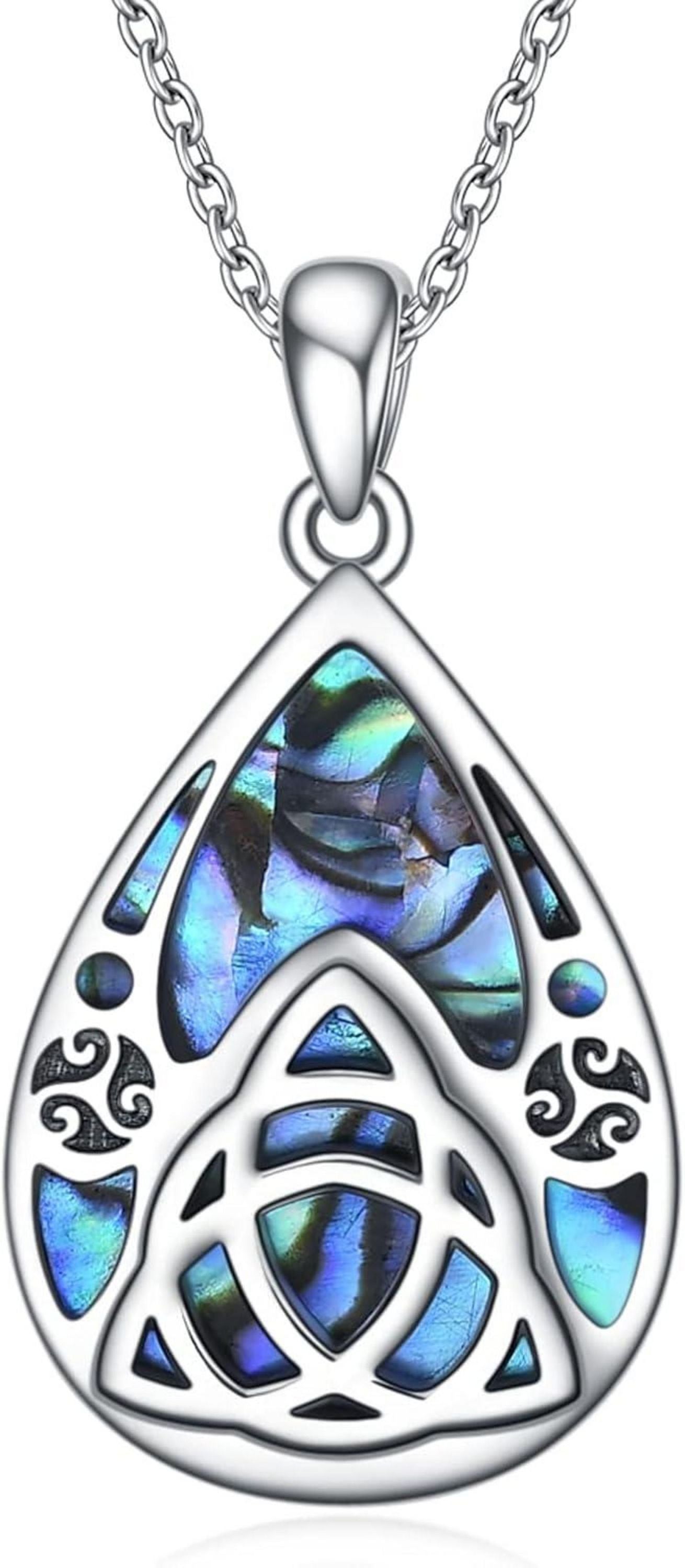 Keltische Knoten Halskette 925 Sterling Silber Abalone Muschel