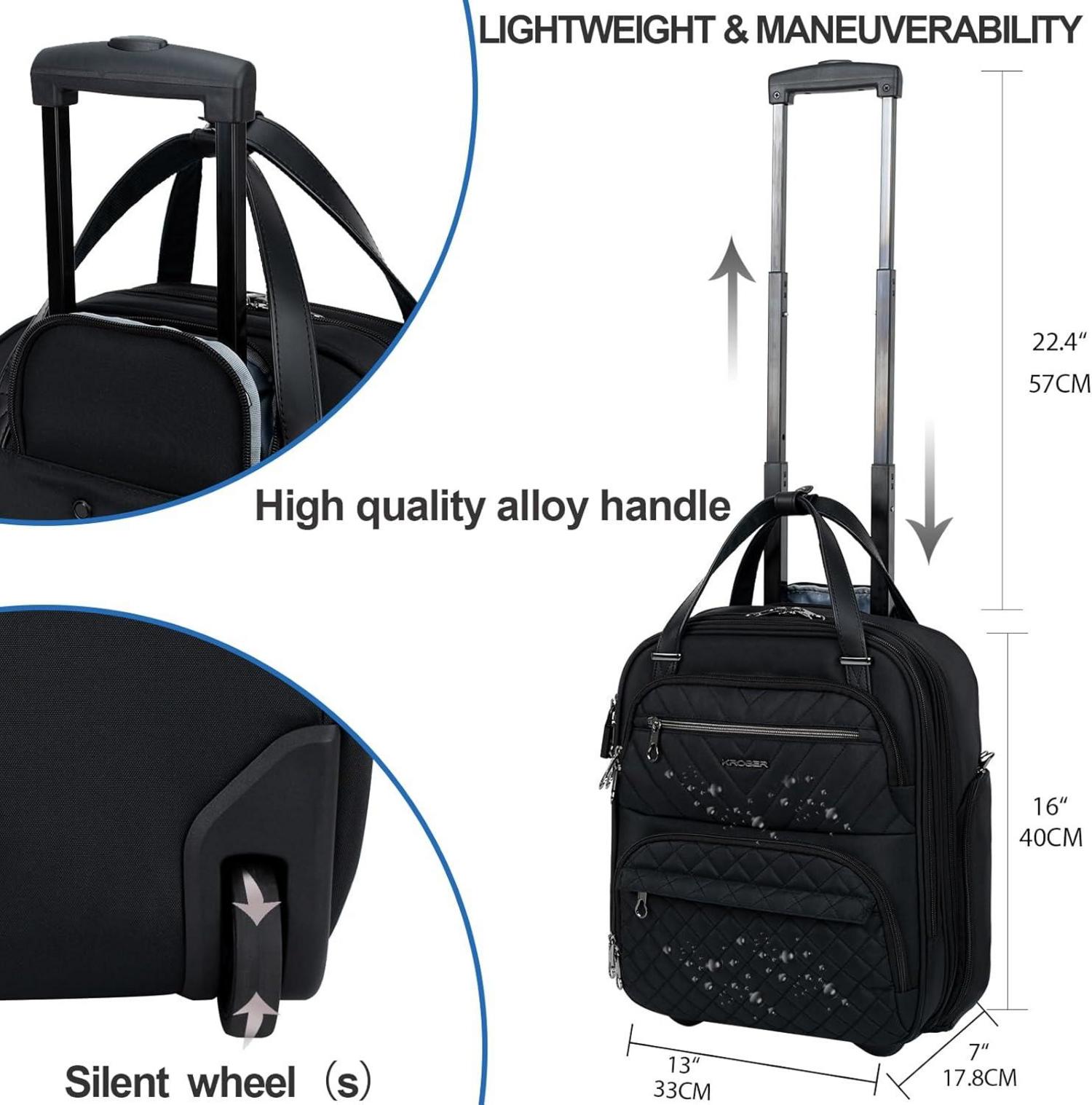 Handgepäck Koffer Trolley 40cm Carry On Untersitzer 16-Zoll Schwarz
