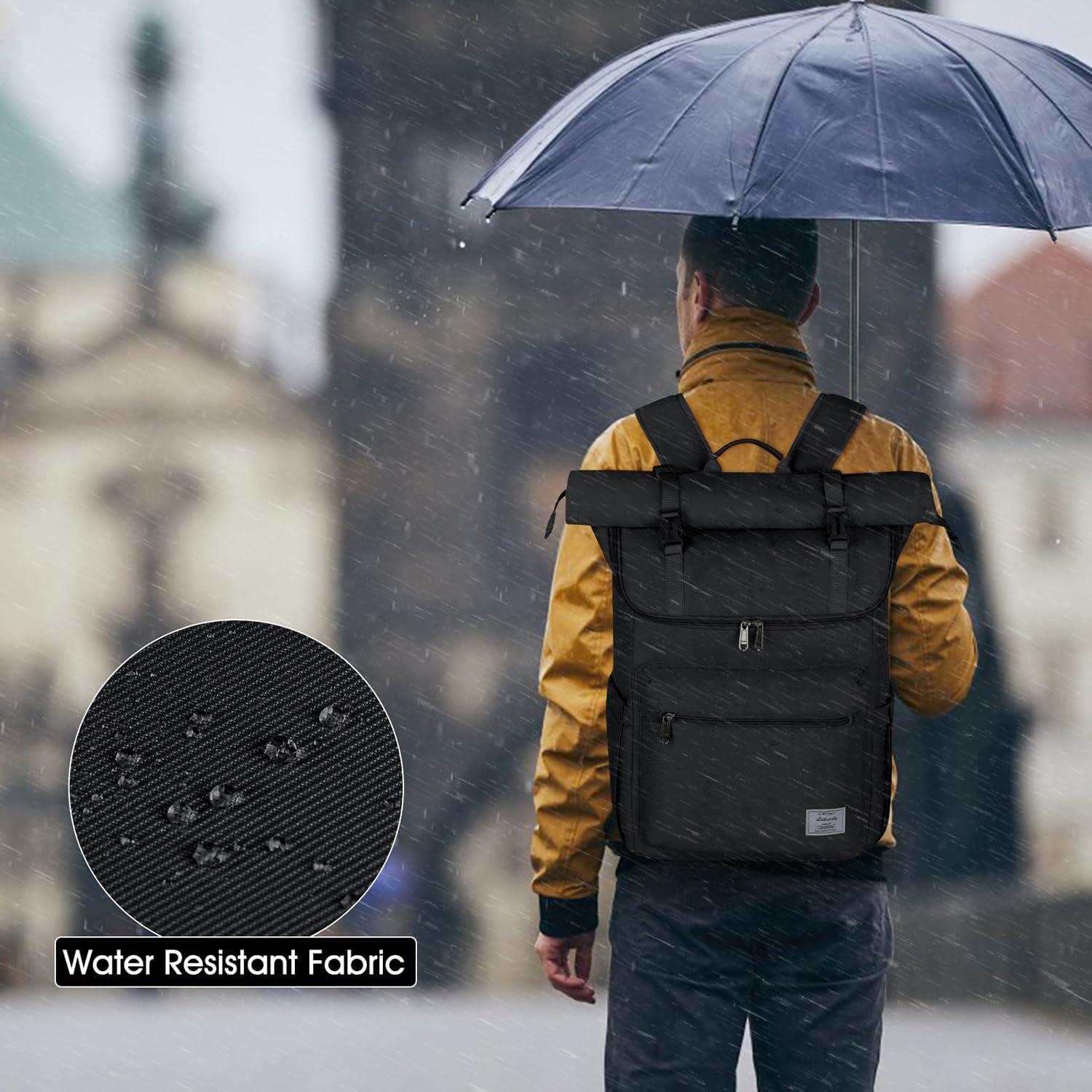 Rolltop Rucksack Herren Damen 17,3 Zoll Wasserdicht Uni Arbeit Reisen