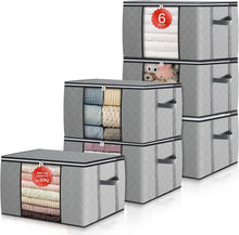 Aufbewahrungsbox mit Deckel und verstärkten Griffen, 6er-Set Grau