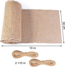 Jute Tischläufer 30cmx10m inkl. Jute-Schnur - Natur