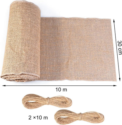 Jute Tischläufer 30cmx10m inkl. Jute-Schnur - Natur
