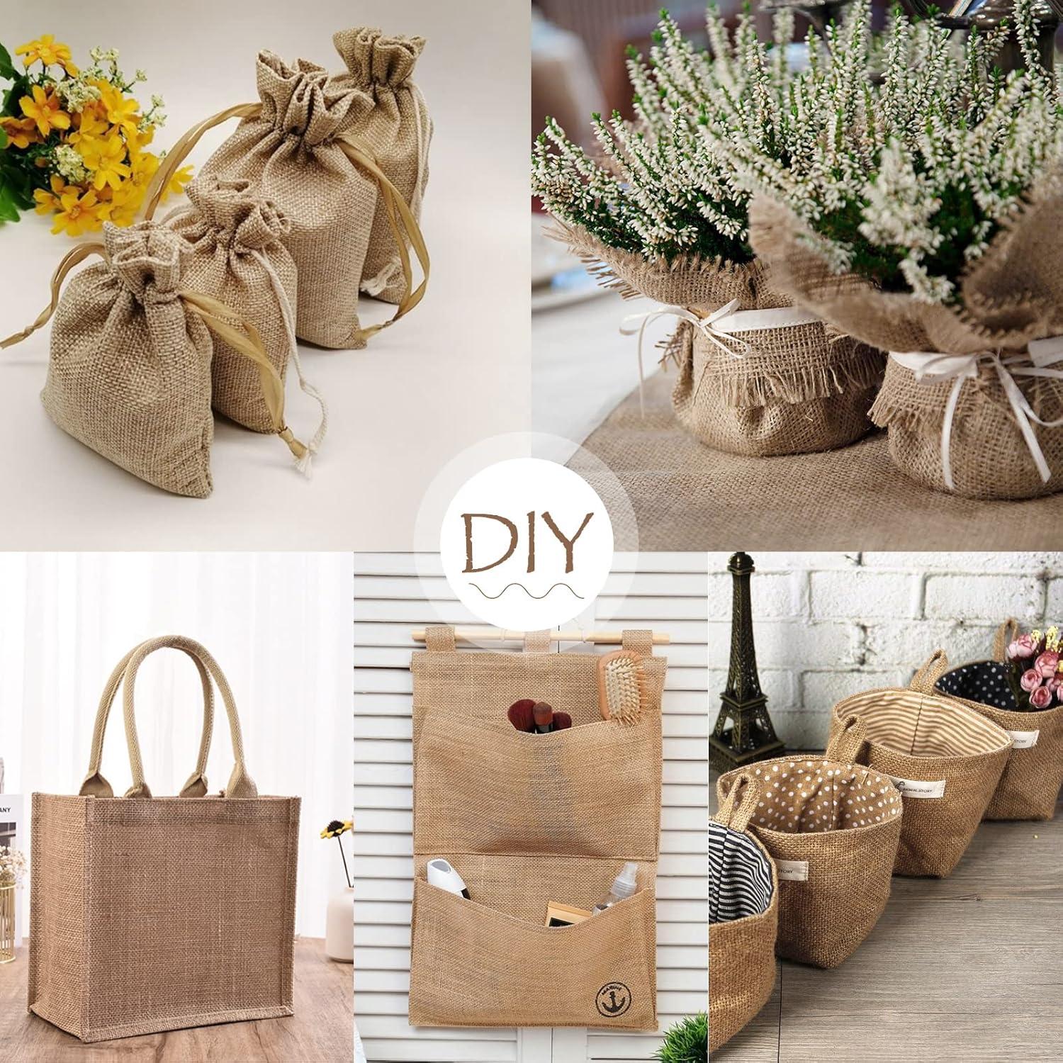 Jute Tischläufer 30cmx10m mit Jute-Schnur, Natur Deko