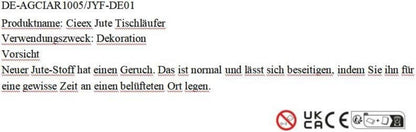 Cieex Jute Tischläufer 30cmx10m mit 20m Jute-Schnur für Hochzeit und Party