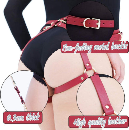 BDSM Fesselset Paare Handgelenksmanschetten Oberschenkelgurte Rot