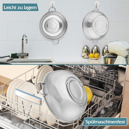 Sieb 22cm Edelstahl Mikroperforiertes Abtropfsieb Obst Gemüse Nudeln