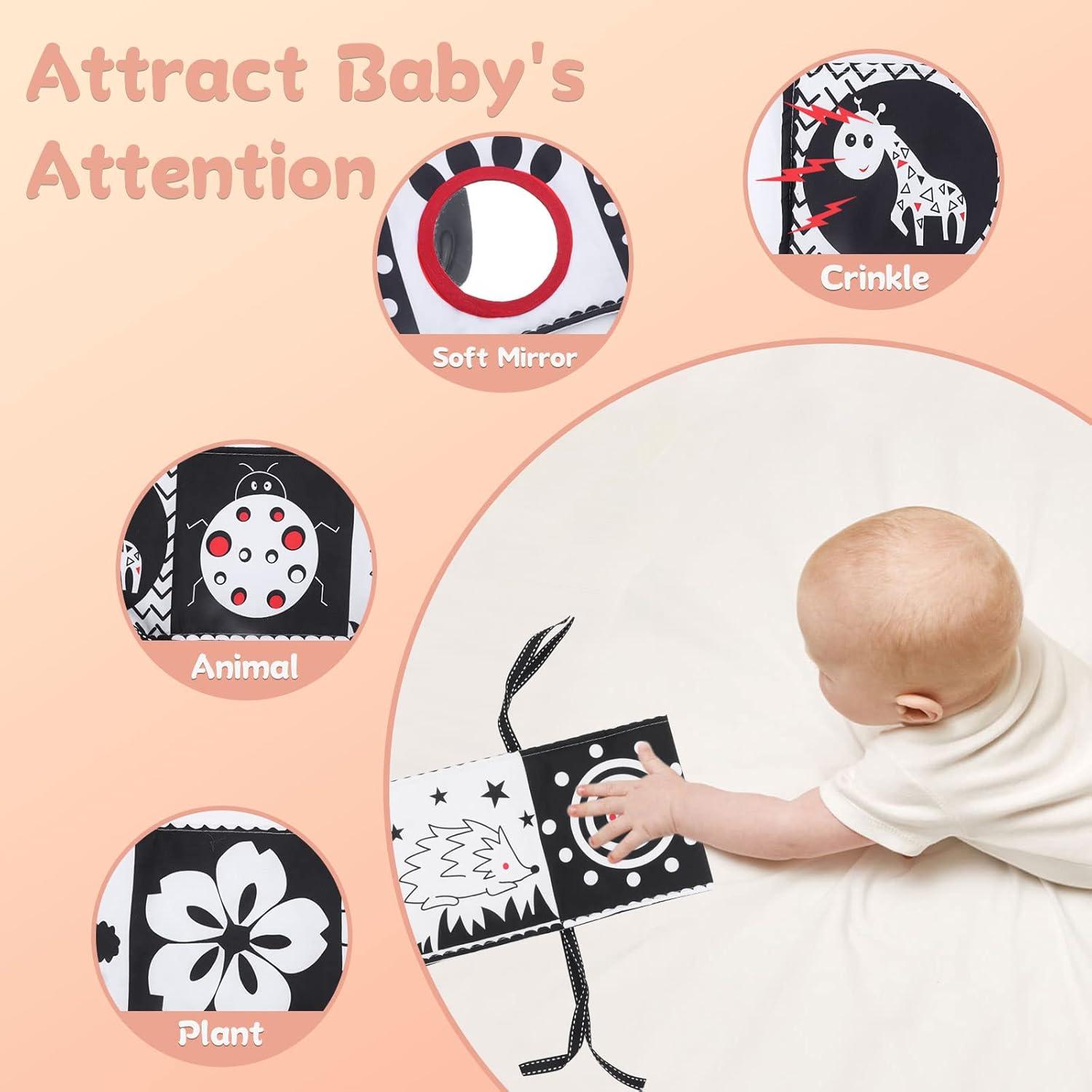 Kontrastbuch Baby Schwarz Weiß Stoffbuch Jungen Mädchen Geschenk