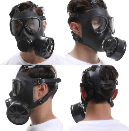 Atemschutzmaske Vollgesicht Gasmaske mit Aktivkohlefilter 40mm Schwarz