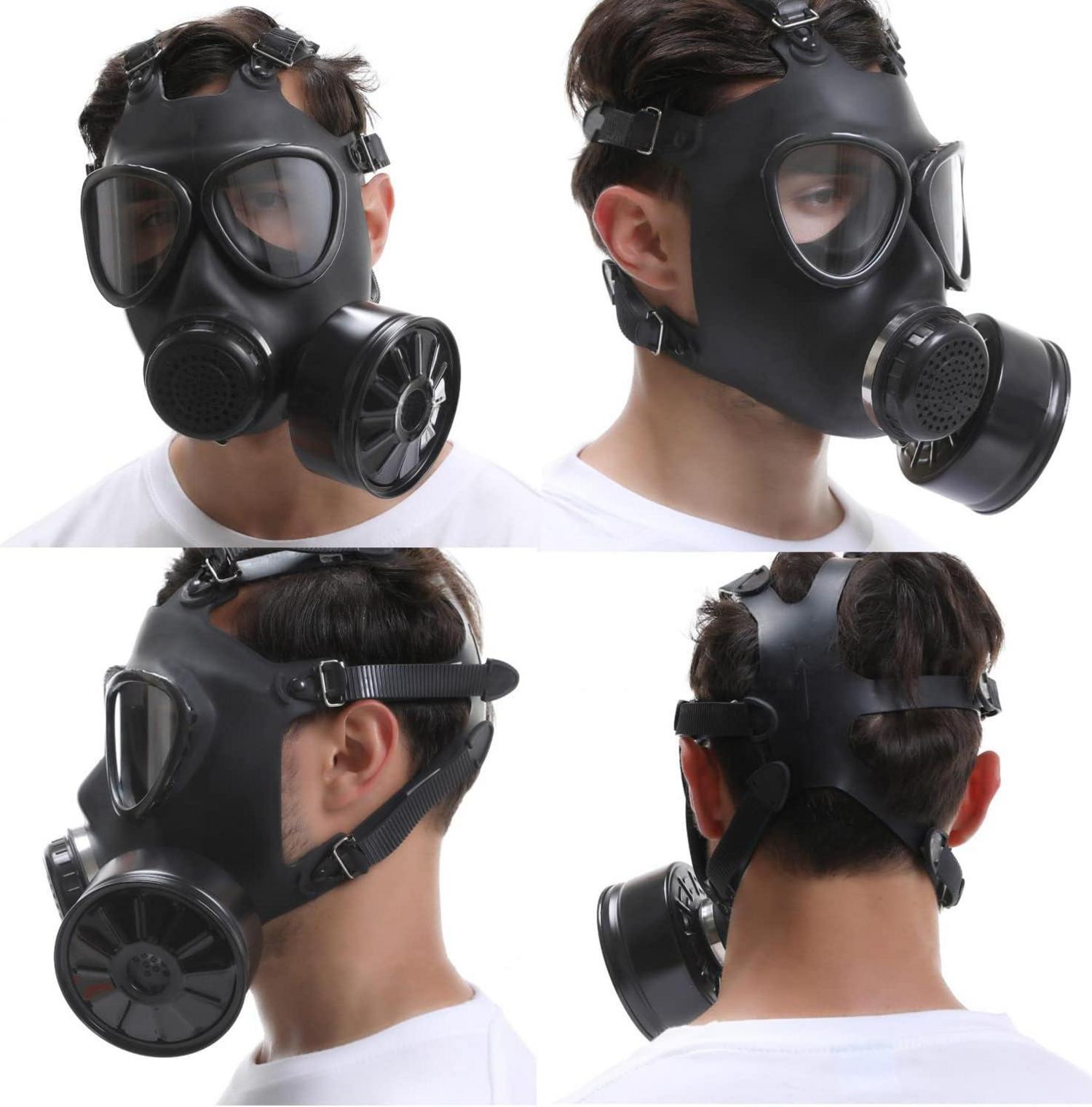 Atemschutzmaske Vollgesicht Gasmaske mit Aktivkohlefilter 40mm Schwarz