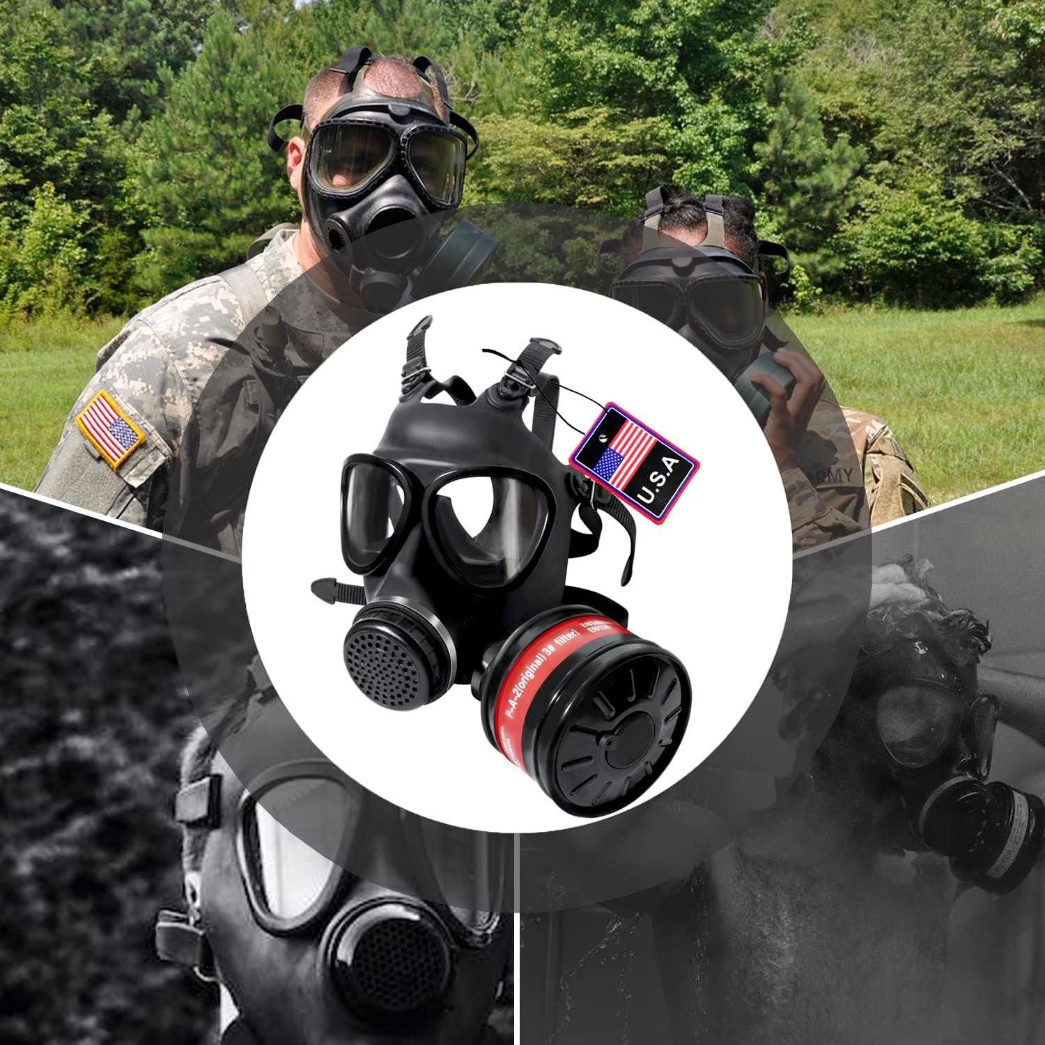 Atemschutzmaske Vollgesicht Gasmaske mit Aktivkohlefilter 40mm Schwarz