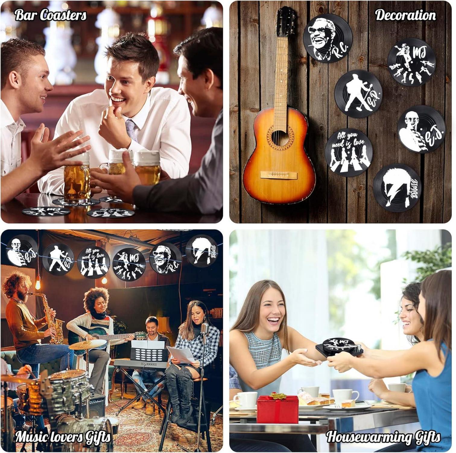 Retro Vinyl Schallplatten Untersetzer Set 6er mit Geschenkbox
