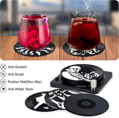 Retro Vinyl Schallplatten Untersetzer Set 6er mit Geschenkbox