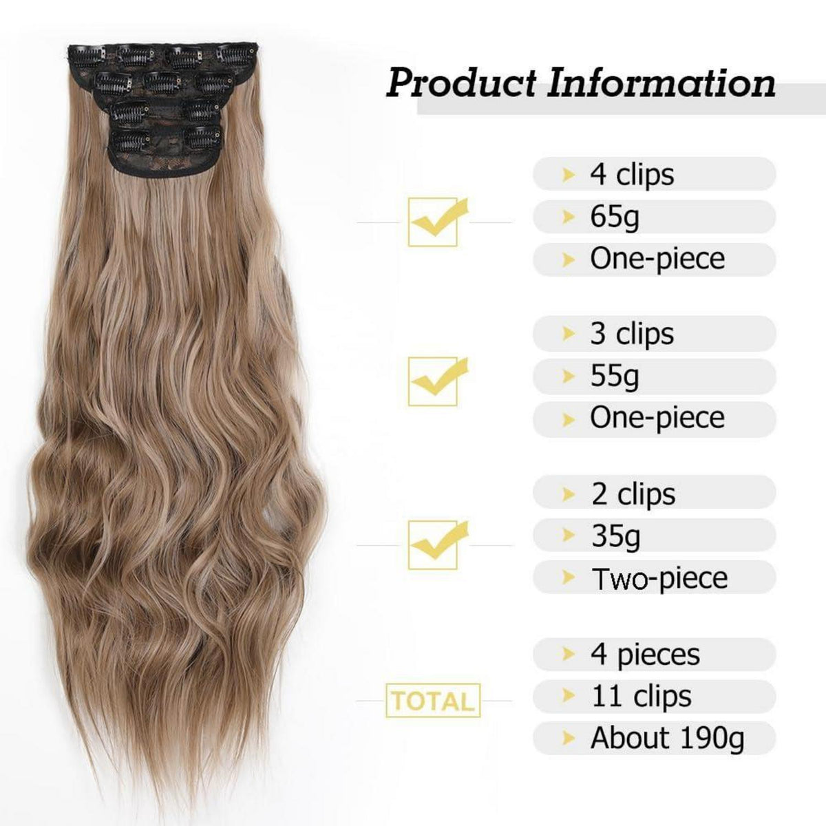 Welliges Clip-in Haarverlängerung 24 Zoll – Echthaar-Optik