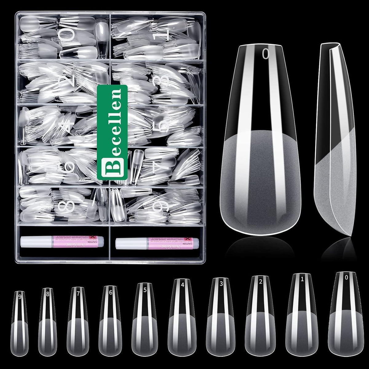 500 Stück Ballerina Nageltips – Mattierte Gel-Nägel für DIY Nail Art